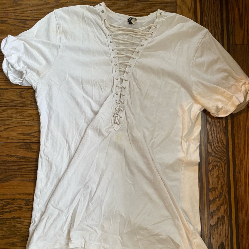 LF white laced t shirt